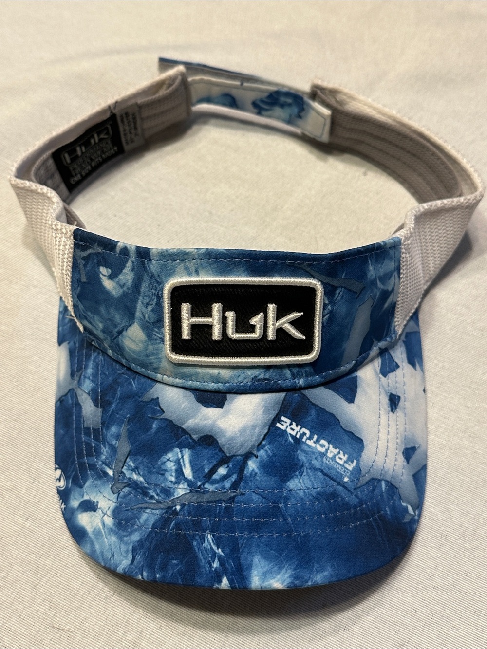 Huk Blue and White Visor with White Strap